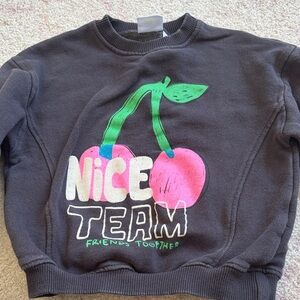 Zara Kids Sweatshirt - Black with Pink and Green Cherry Design